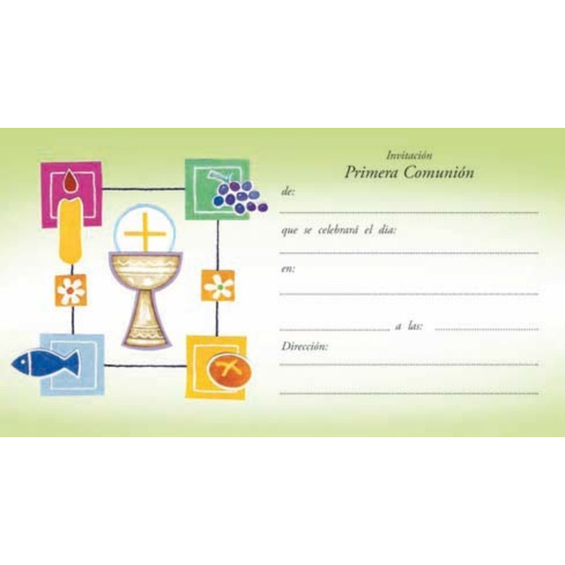 TARJETA INVITACION COMUNION EDICROMO CALIZ PAN UVA VELA 14373
