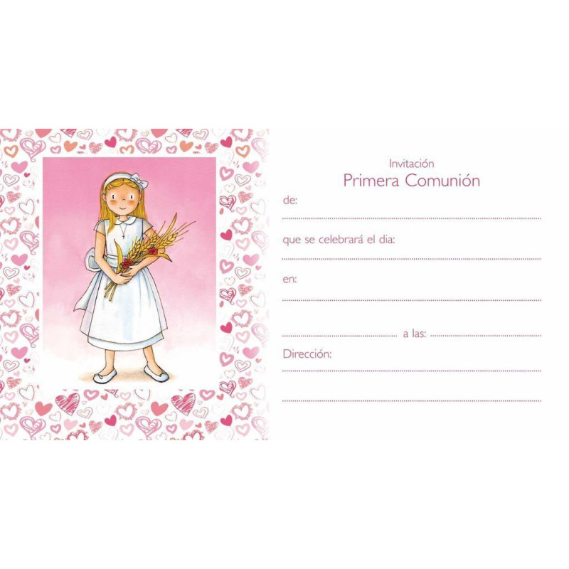 TARJETA INVITACION COMUNION EDICROMO ROSA NIÑA 14391