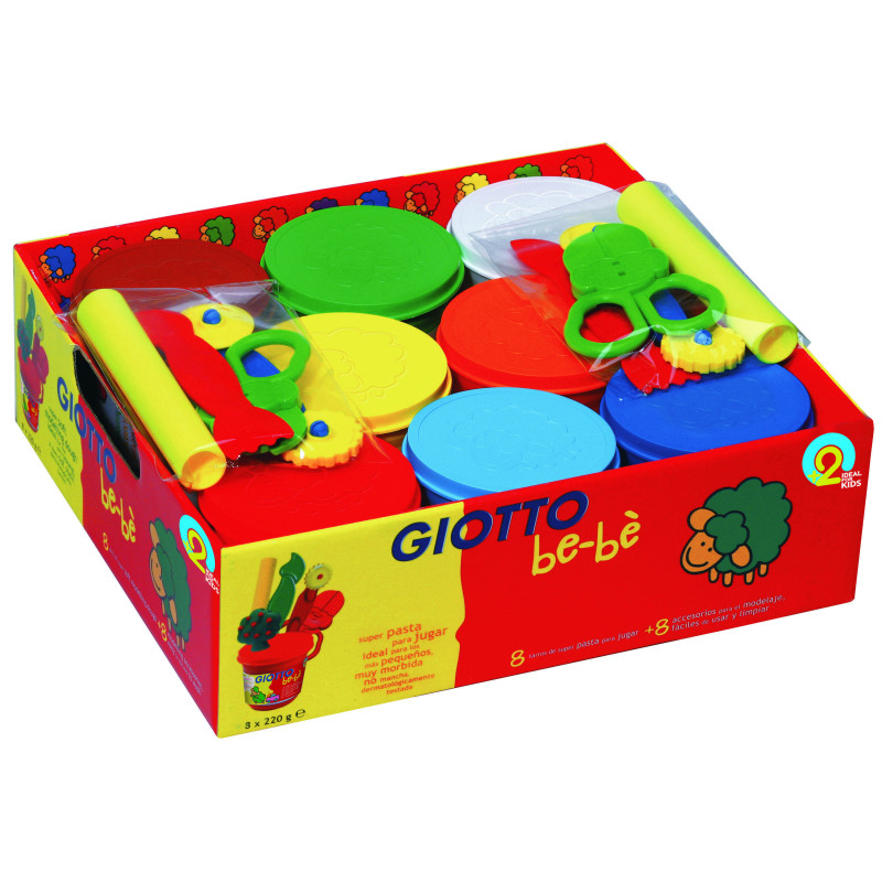 PASTA GIOTTO BE-BÉ SCHOOLPACK 8 BOTES 220G + ACCESORIOS
