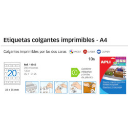 ETIQUETAS APLI I/L/C A-4 COLGANTES 22*35    100H 11945
