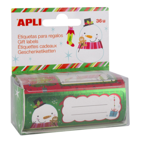 ETIQUETAS FELICIDADES NAVIDAD APLI ROLLO 36U SURTIDAS 17217