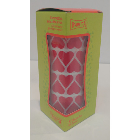 ETIQUETAS INETA GOMETS ROLLO CORAZONES Y LAGRIMAS 16/9MM ROJO 2061