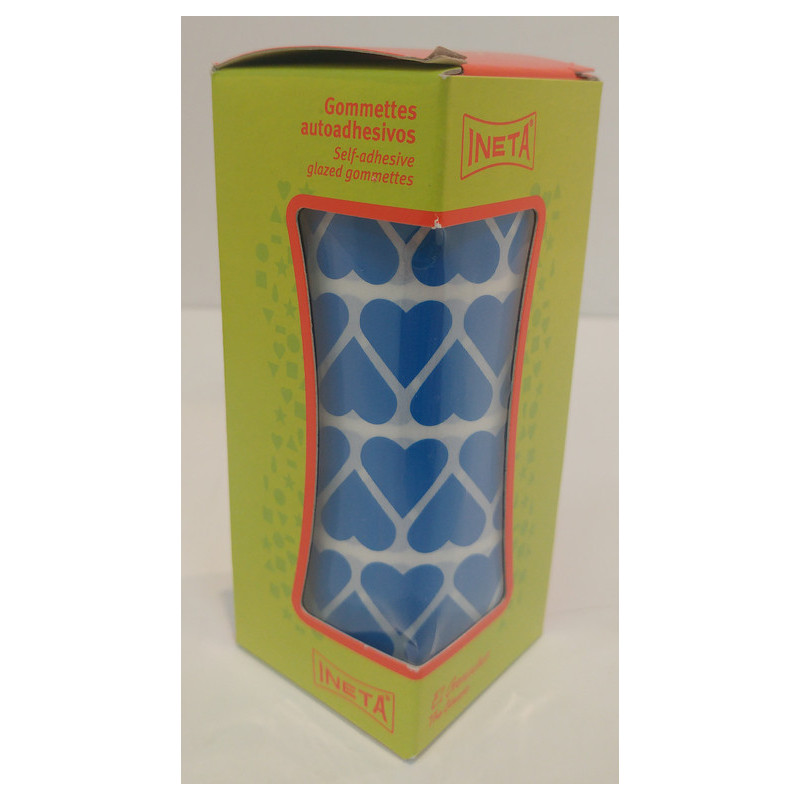 ETIQUETAS INETA GOMETS ROLLO CORAZONES Y LAGRIMAS 16/9MM AZUL 2062