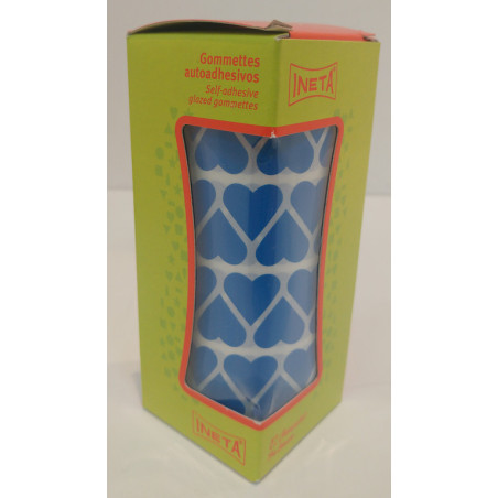 ETIQUETAS INETA GOMETS ROLLO CORAZONES Y LAGRIMAS 16/9MM AZUL 2062