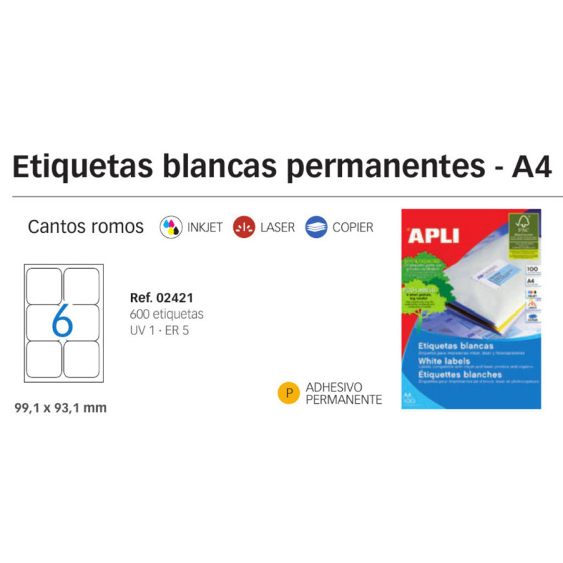 ETIQUETAS APLI I/L/C A-4 ROMO  99.1*93.1 100H 02421
