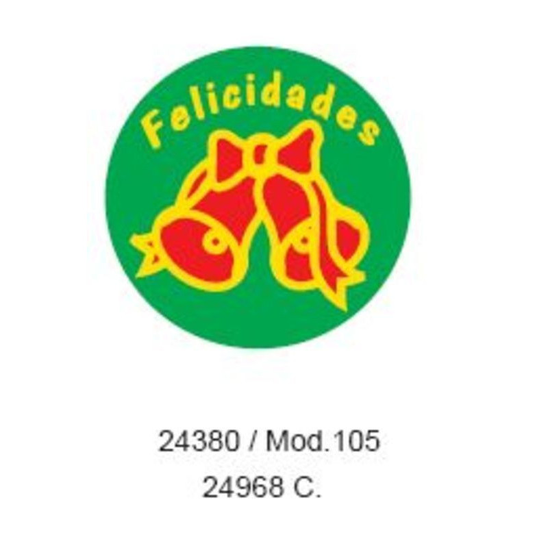 ETIQUETAS FELICIDADES ARGU NAVIDAD CAMPANAS 250U 24380