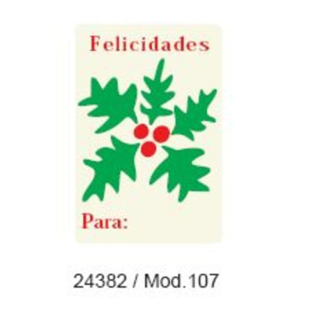 ETIQUETAS FELICIDADES ARGU NAVIDAD MUERDAGO 250U 24382