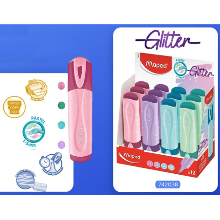 MARCD.FLUOR MAPED GLITTER 4 COLORES EXP 12U 742038