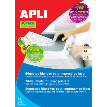 ETIQUETAS APLI LASER A-4 210*148 C/250H   2529