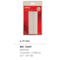 CINTA ADHESIVA APLI VELCRO PUNTO 19MM BLANCO 12U  13659