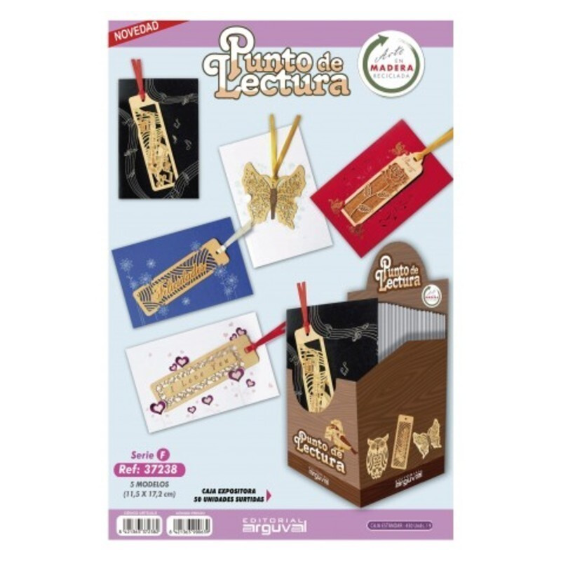 TARJETA FELICITACION ARGU C/PUNTO LIBRO MADERA 37238 ^