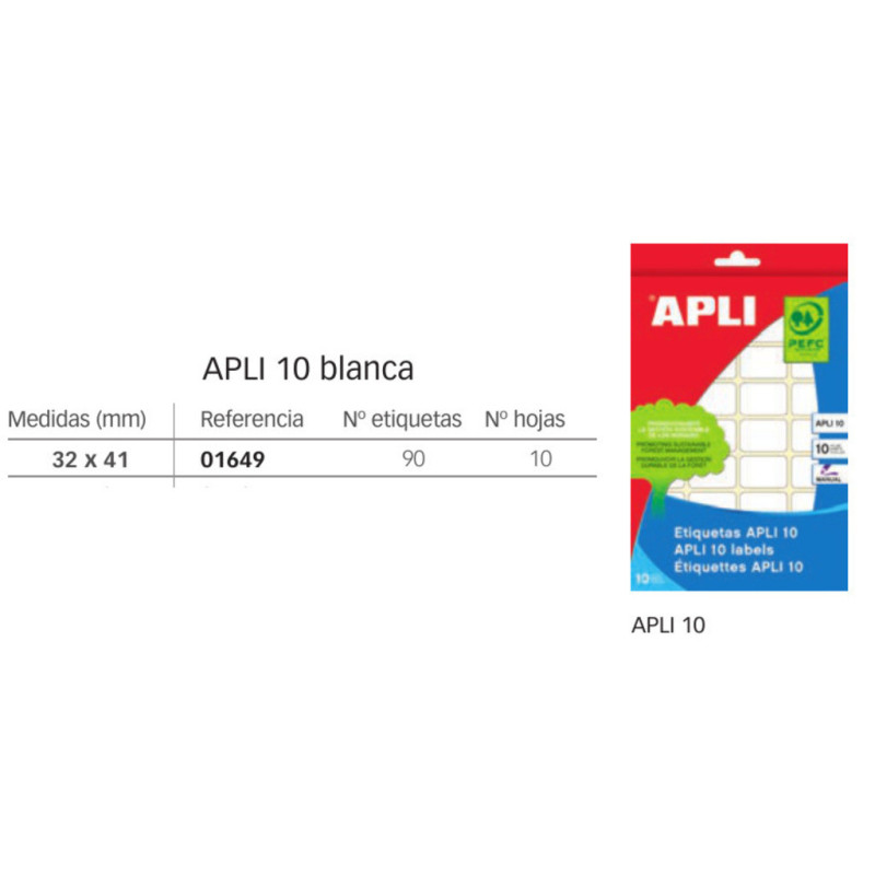 ETIQUETAS APLI 10 SOBRE 32*41 1649