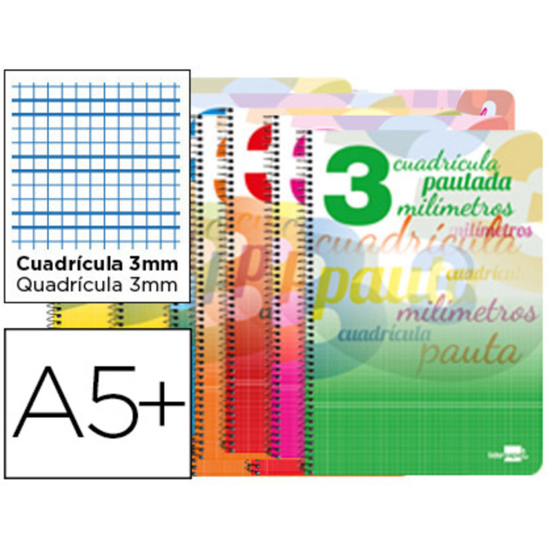 CUADERNO TD CUARTO 80H LIDERPAPEL PAUTAGUIA LAMELA 3 MARGEN COLORES SURTIDOS 73927