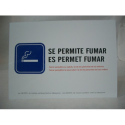 LETRERO PVC 21*30 SE PERMITE FUMAR   MOD.40 OFICIAL ^