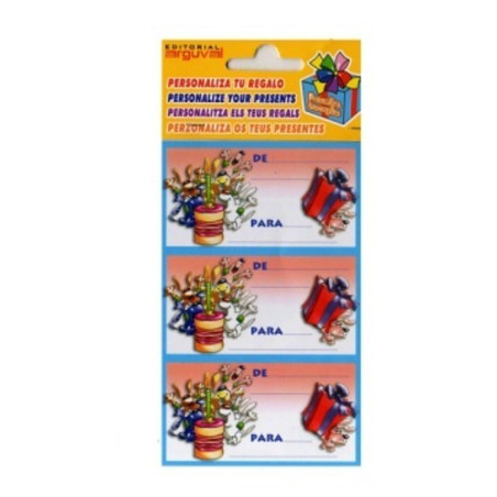 ETIQUETAS FELICIDADES ARGU DE: PARA: "TARTA REGALO" SOBRE 9U 28250/3 ^