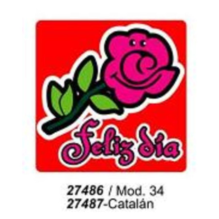 ETIQUETAS FELICIDADES ARGU METALIZADAS ROSA 250U. MOD 34 ^