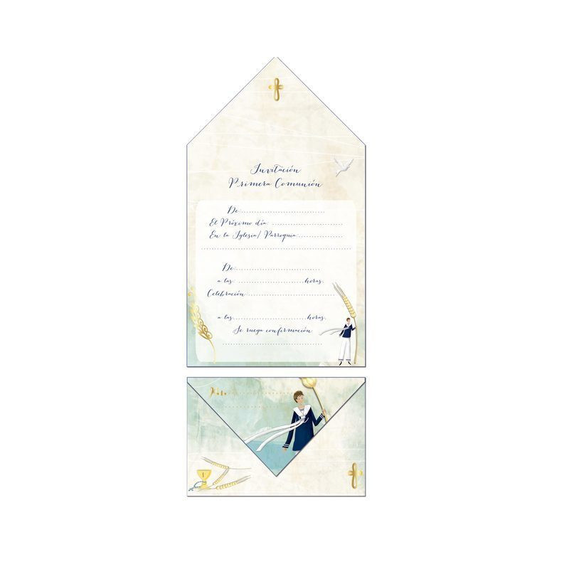 TARJETA INVITACION COMUNION ARGU ESPIGA NIÑO 41544