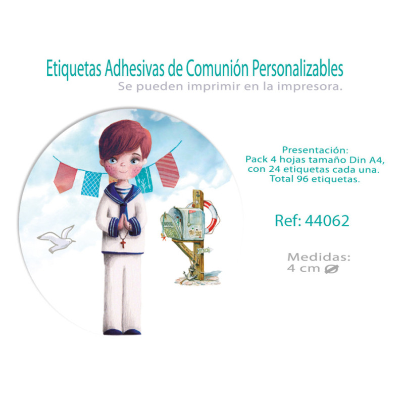 ETIQUETA ADHESIVA COMUNION ARGUVAL NIÑO BUZON 44062