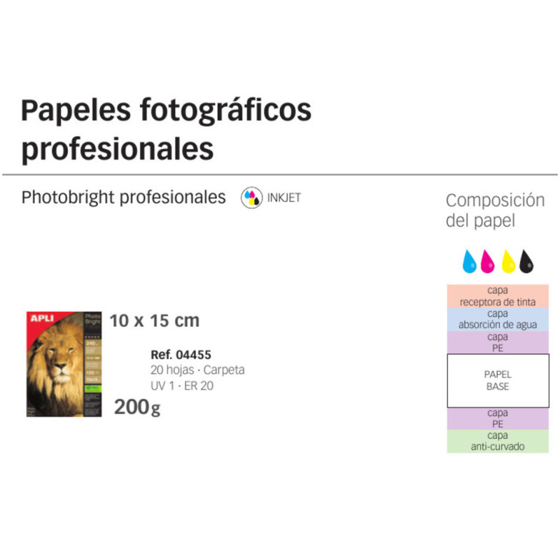 PAPEL APLI INKJET 10*15 FOTO BRILLO 220G 4455