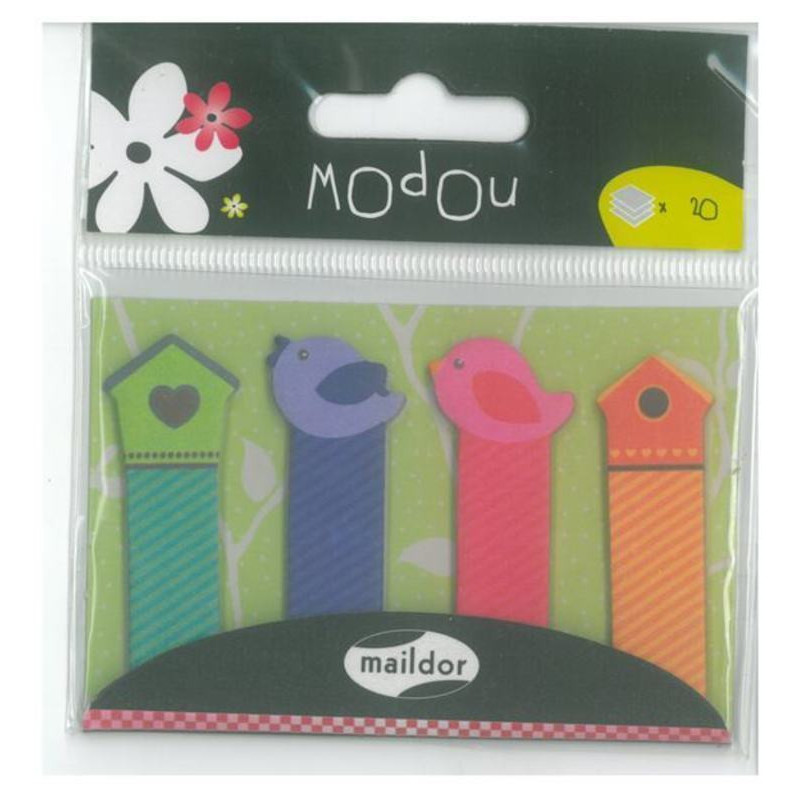 BANDERITA MAILDOR 12*45MM 4 COLORES PP PAJAROS 60640 ^