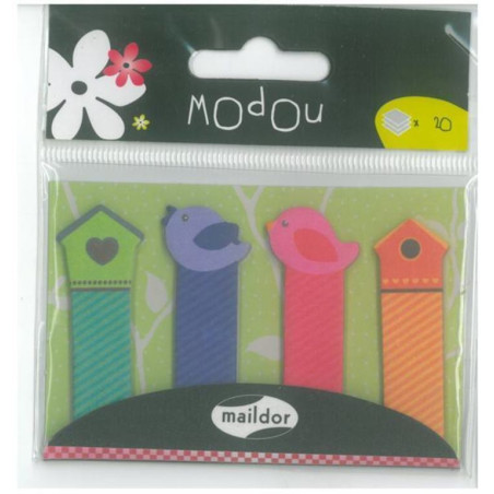 BANDERITA MAILDOR 12*45MM 4 COLORES PP PAJAROS 60640 ^