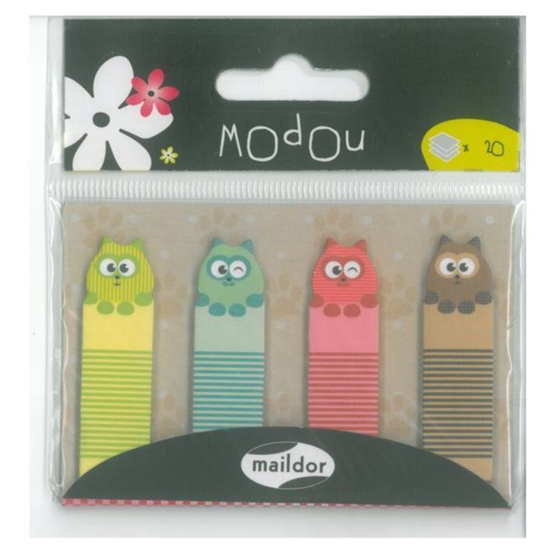 BANDERITA MAILDOR 12*45MM 4 COLORES PP GATITOS 60652 ^