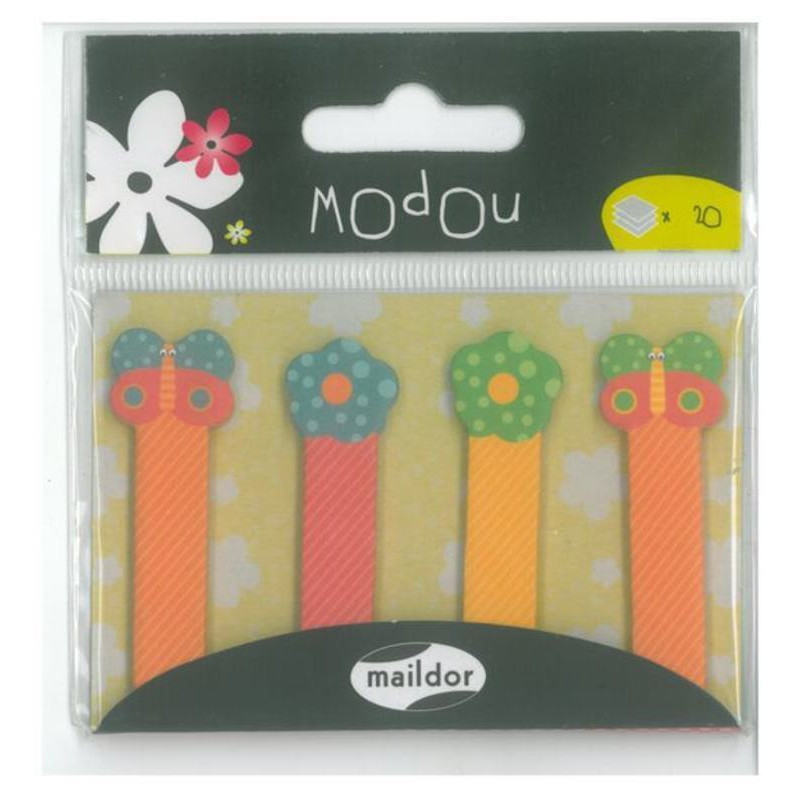 BANDERITA MAILDOR 12*45MM 4 COLORES PP FLORES MARIPOSAS 60653 ^