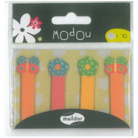 BANDERITA MAILDOR 12*45MM 4 COLORES PP FLORES MARIPOSAS 60653 ^