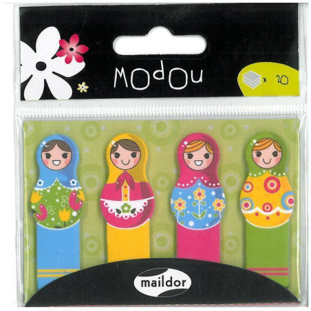 BANDERITA MAILDOR 12*45MM 4 COLORES PP MATRIOSKAS 60654 ^