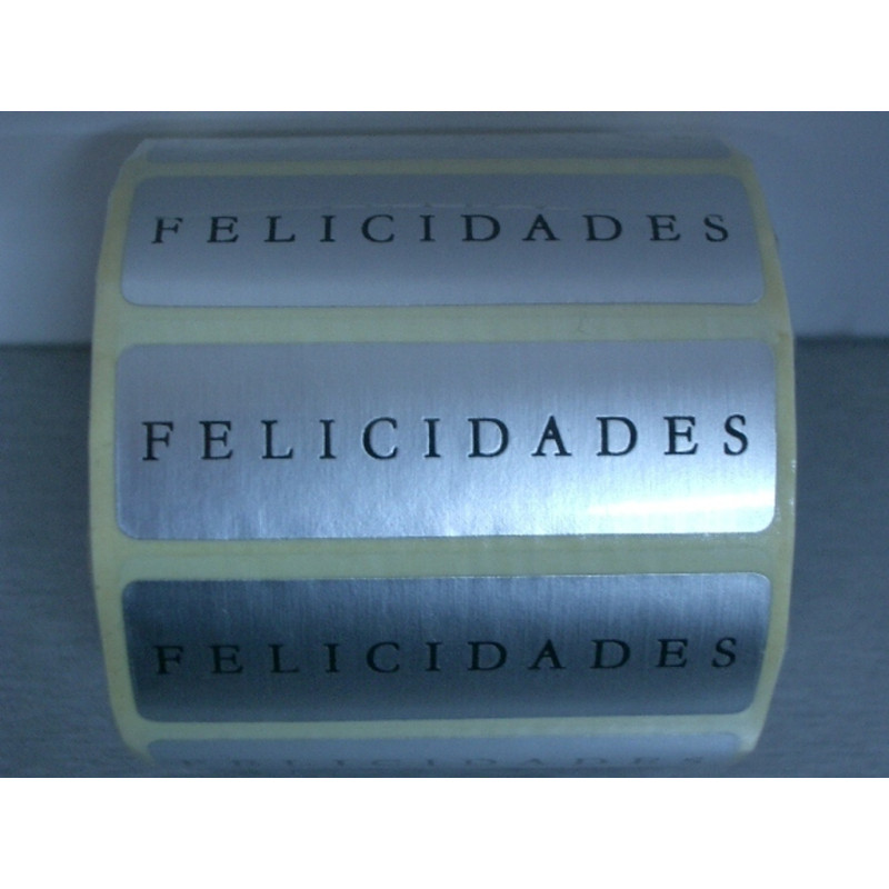 ETIQUETAS FELICIDADES EURO METALIZADAS 450U. 8023