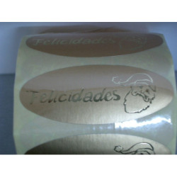 ETIQUETAS FELICIDADES EURO METALIZADAS NOEL 450U. 8034 ^