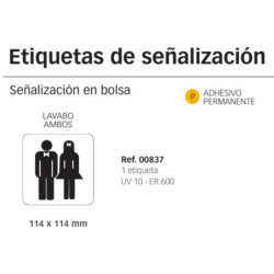 LETRERO APLI SEÑALIZACION ADHESIVO SERVICIO SEÑORAS Y CABALLEROS 837