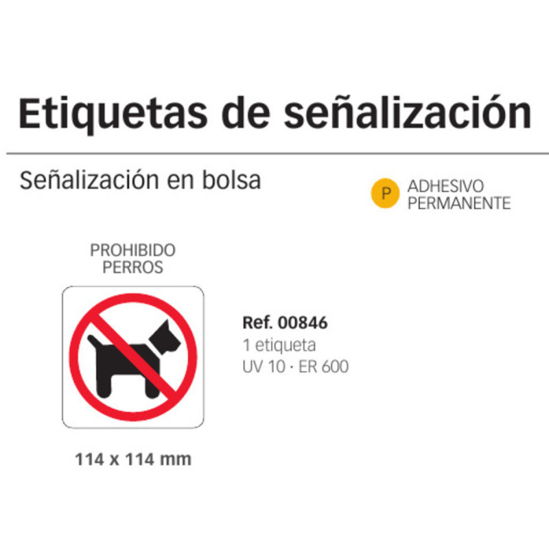 LETRERO APLI SEÑALIZACION ADHESIVO PROHIBIDO PERROS 846