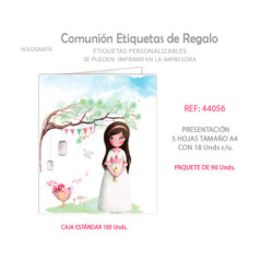 ETIQUETA DETALLE COMUNION ARGUVAL NIÑA ARBOL 44056