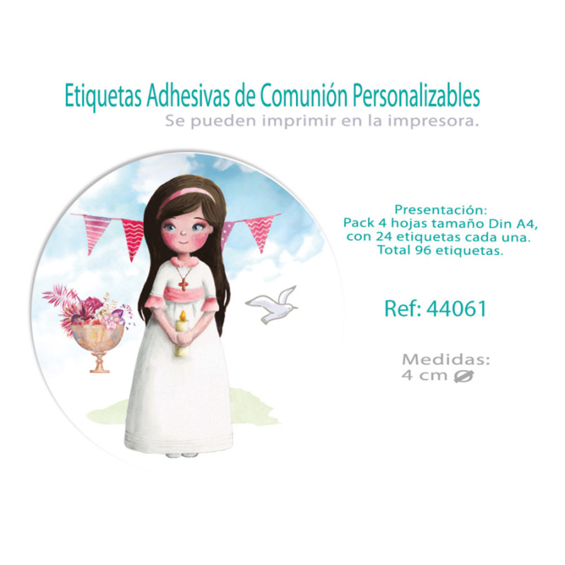 ETIQUETA ADHESIVA COMUNION ARGUVAL NIÑA ARBOL 44061