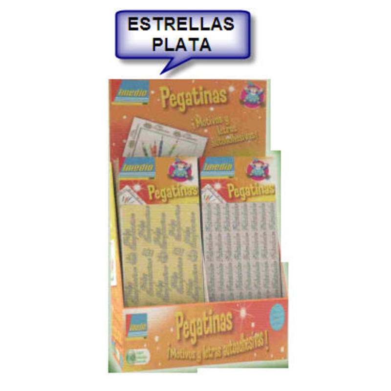 ETIQUETAS FELICIDADES RELIEVE IMEDIO ESTRELLAS PLATA 61203 ^