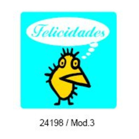 ETIQUETAS FELICIDADES ARGU METALIZADAS POLLO 250U. MOD  3 ^