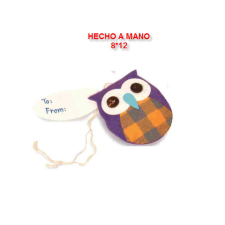 ETIQUETAS FELICIDADES PRYSE FIELTRO BUHO LILA 8000831 ^