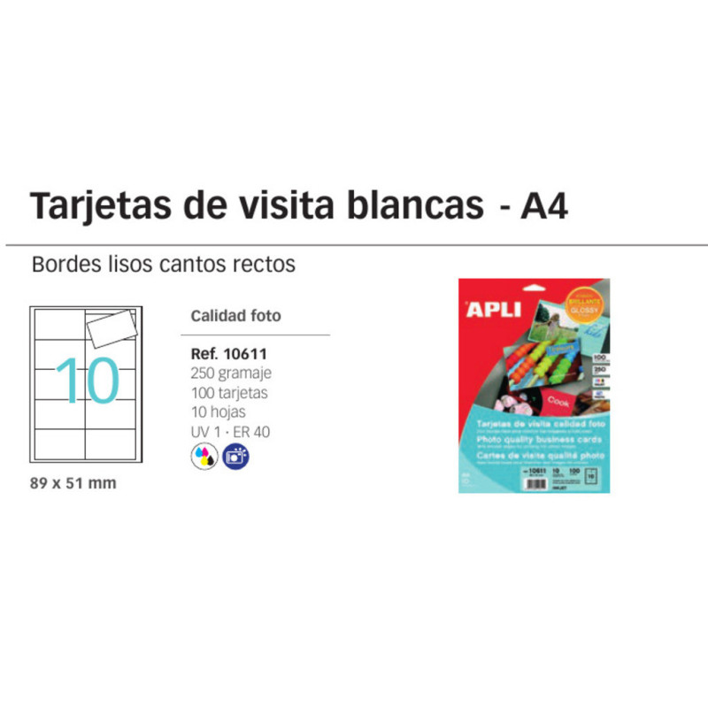 TARJETA VISITA APLI INKJET A-4 FOTO 246G 10H 10611