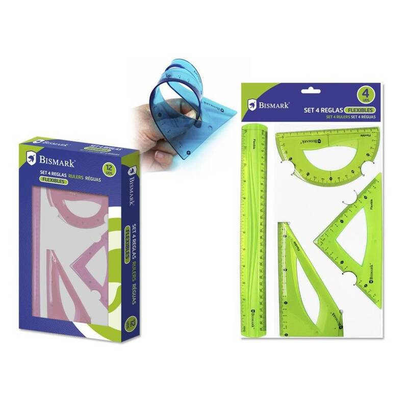 REGLA JUEGO FLEXIBLE 20CM BISMARK 4 PIEZAS COLORES SURTIDOS 325010 POESSA
