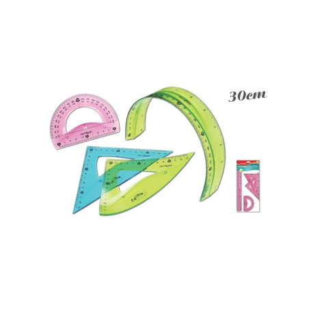 REGLA JUEGO FLEXIBLE 20CM KEYROAD 4 PIEZAS COLORES SURTIDOS KR971105 DMM