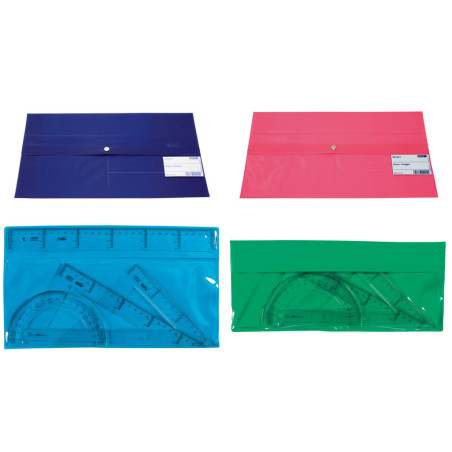 ESTUCHE DIBUJO REGLAS TRANSPARENTES SURTIDO DE 3 COLORES SAFTA26 940001 UNIDAD