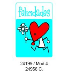ETIQUETAS FELICIDADES ARGU METALIZADAS CORAZON 250U. MOD  4 ^
