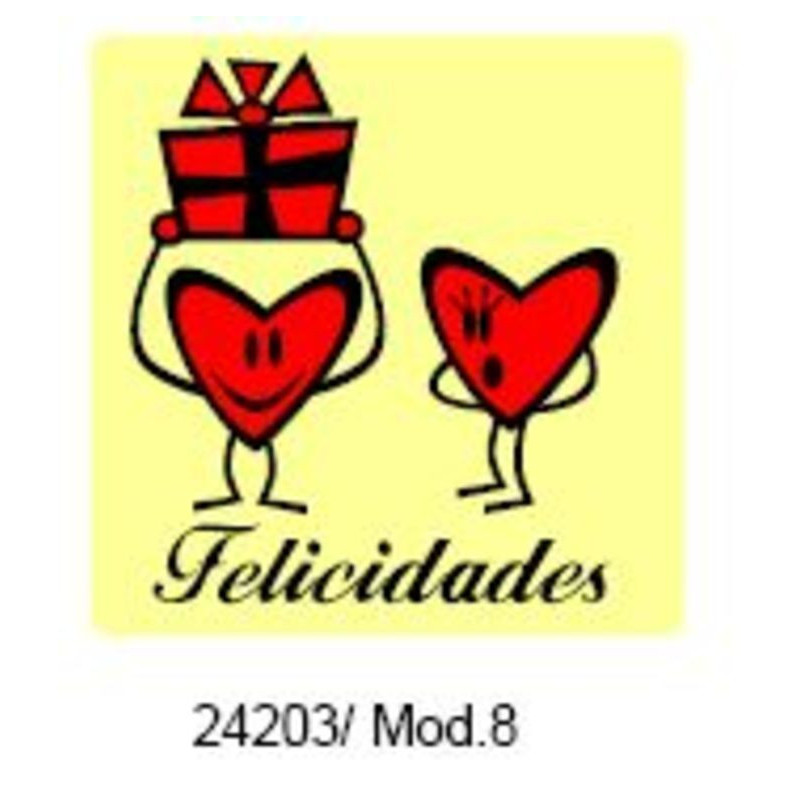 ETIQUETAS FELICIDADES ARGU METALIZADA FELICIDADES 250U .MOD 8 ^