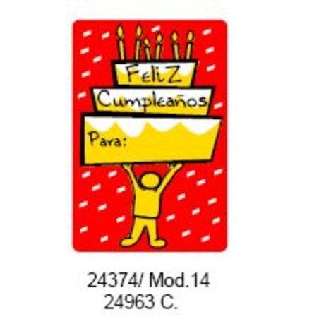 ETIQUETAS FELICIDADES ARGU METALIZADA FELIZ CUMPLEAÑOS 250U .MOD 14 ^