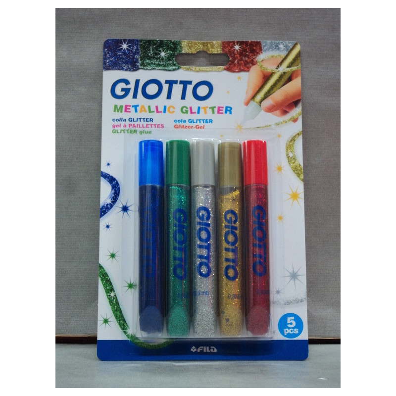 PEGAMENTO PURPURINA GIOTTO METAL GLITTER GLUE BRILLO 5 COLORES 5451 00 FILA