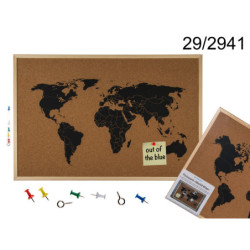 PIZARRA CORCHO 40*60 C/MARCO MAPA MUNDO OOTB 29/2941
