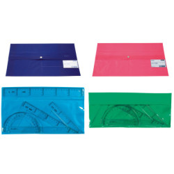 ESTUCHE DIBUJO REGLAS TRANSPARENTES SURTIDO DE 3 COLORES SAFTA26 940001 UNIDAD