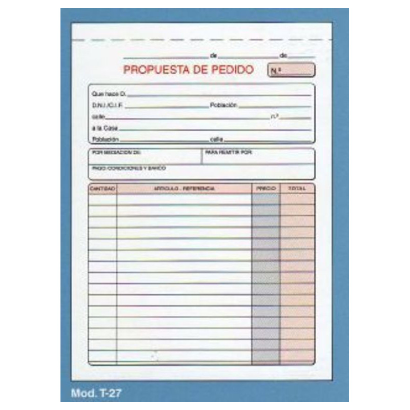 TAL. LOAN PEDIDOS T-27 4º PTE 10U