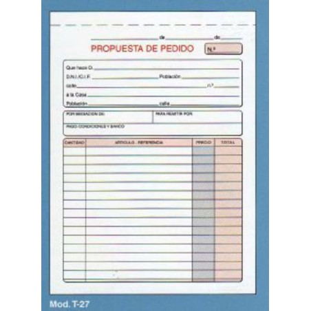 TAL. LOAN PEDIDOS T-27 4º PTE 10U